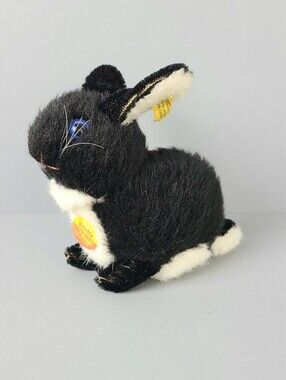 Steiff Snuffy Vintage Black White Blue-Eyed Rabbit Plush